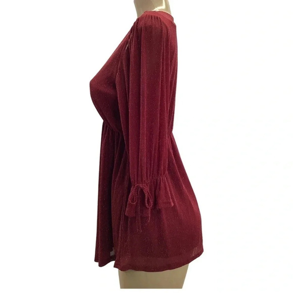 Siren Lily Maternity Shimmery Top with elastic and ties on sleeves New - Picture 4 of 9